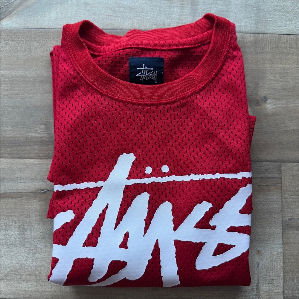 Stussy Red Mesh Graphic Tee